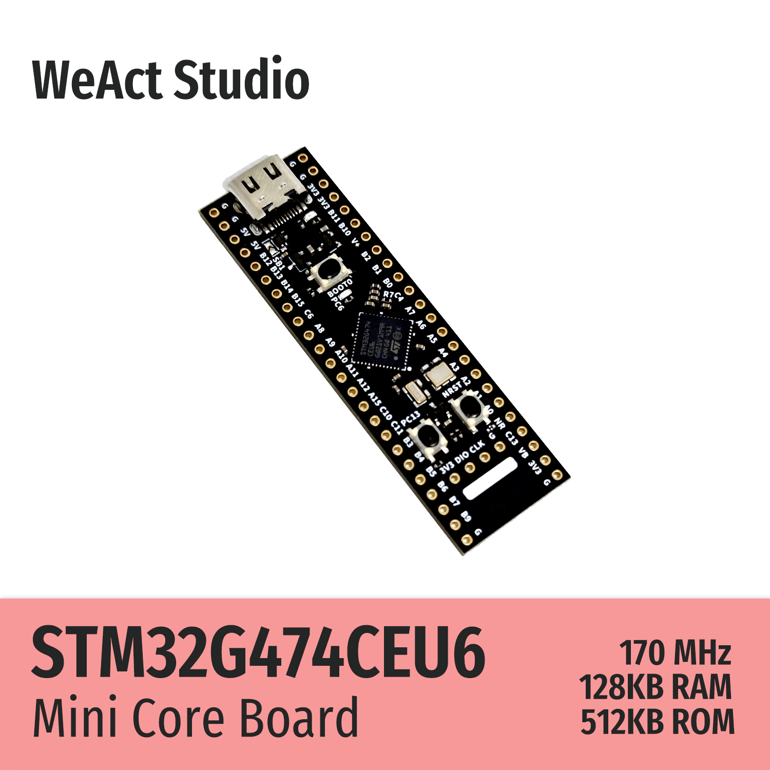 WeAct tipo largo STM32G474CEU6 STM32G474 STM32G4 STM32 placa central tablero de demostración