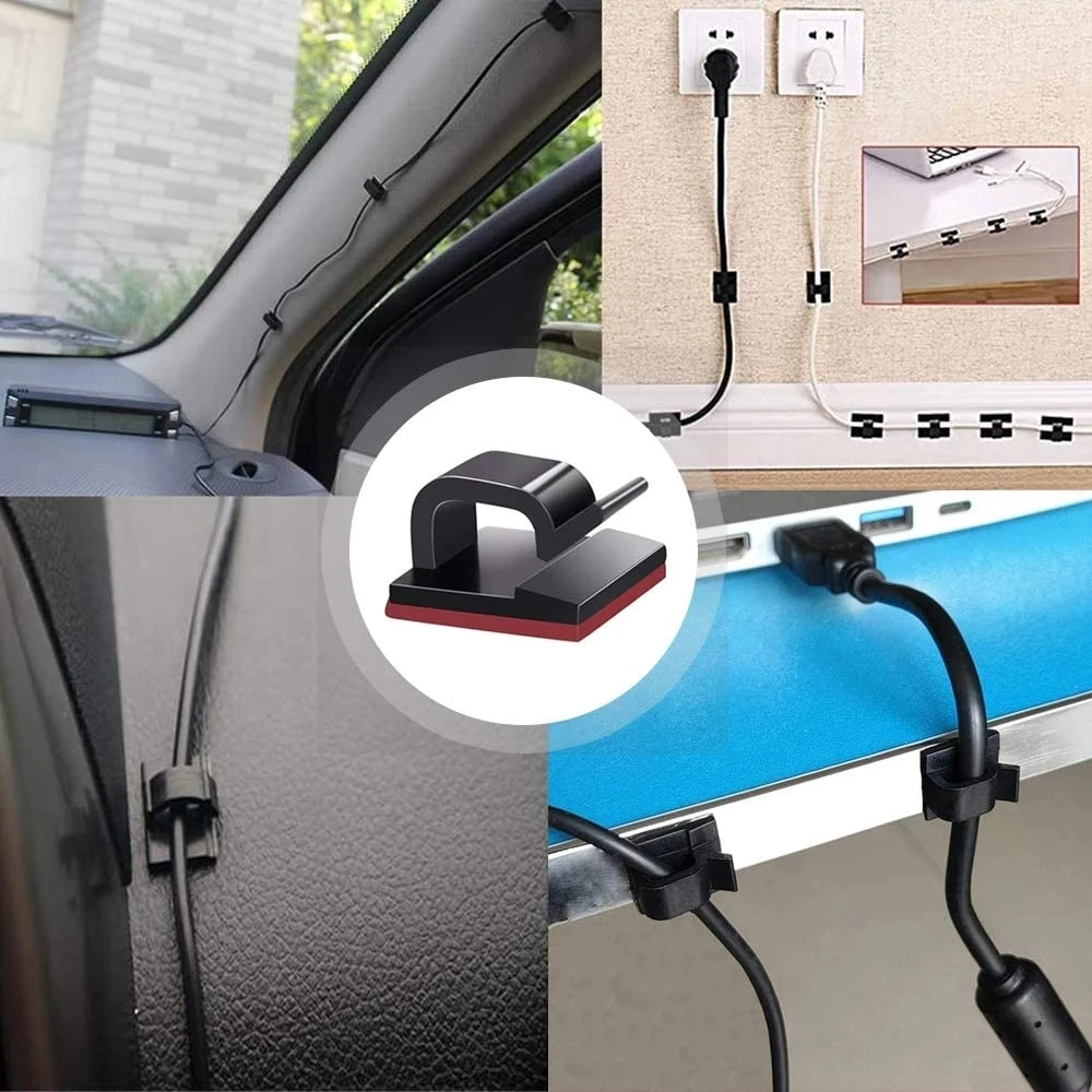 Wire Manager Suporte do cabo, Organizador do cabo, Clipes de cabo, Carregamento USB, Data Line Bobbin Winder, Wall Mounted Hook, 50Pcs