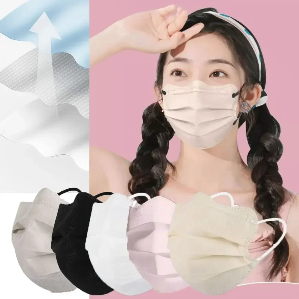 Masque facial jetable en forme de papillon, 50 pièces, respirant, 3 couches, couleur Morandi, couverture faciale de protection, masque Anti-poussière en V