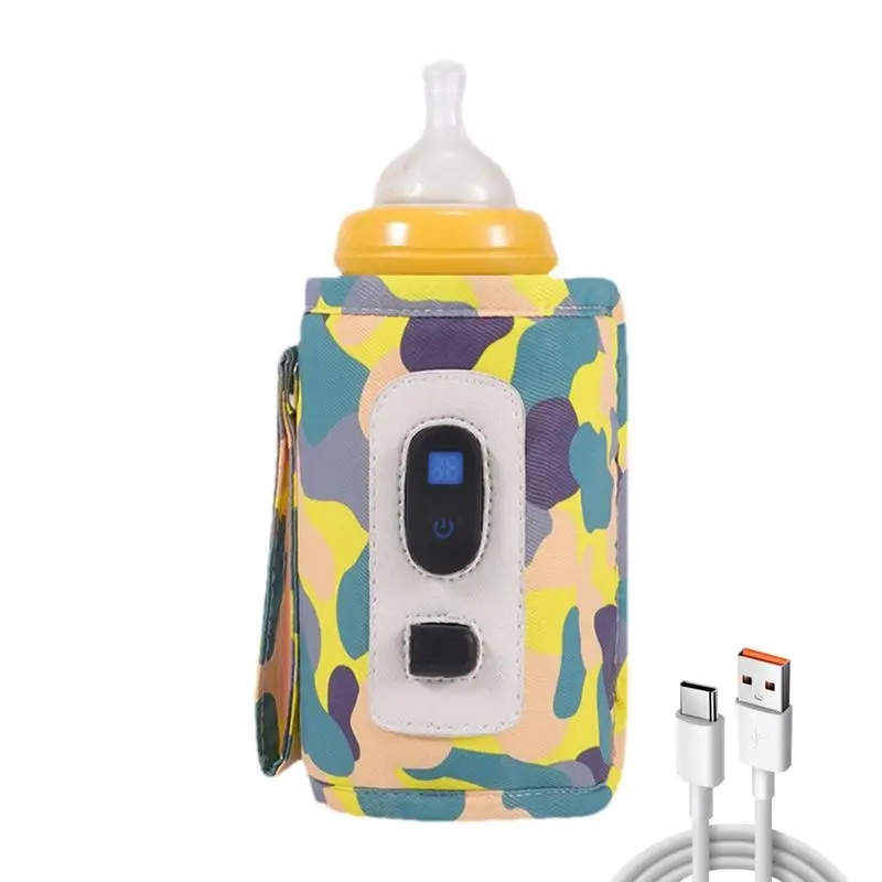 Bolsa calentadora de botellas de leche, calentador de botellas portátil USB, calentador de leche Digital, bolsa de botella de temperatura de 5 velocidades, protector de calor ajustable
