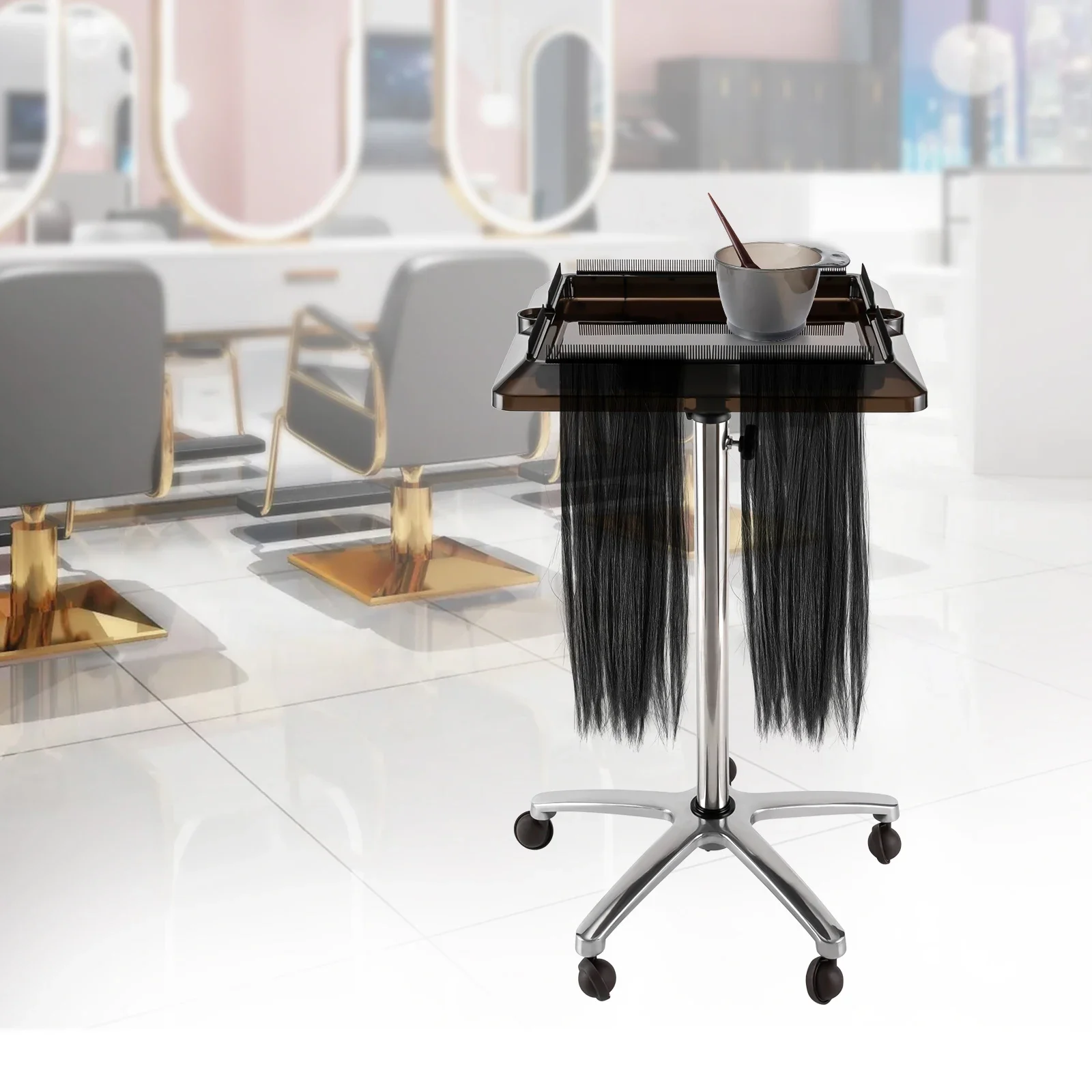 Parrucchiere regolabile Rolling Salon Vassoio Carrello per attrezzi per estensione dei capelli Carrello portaoggetti per parrucchiere Mobili ausiliari estetici