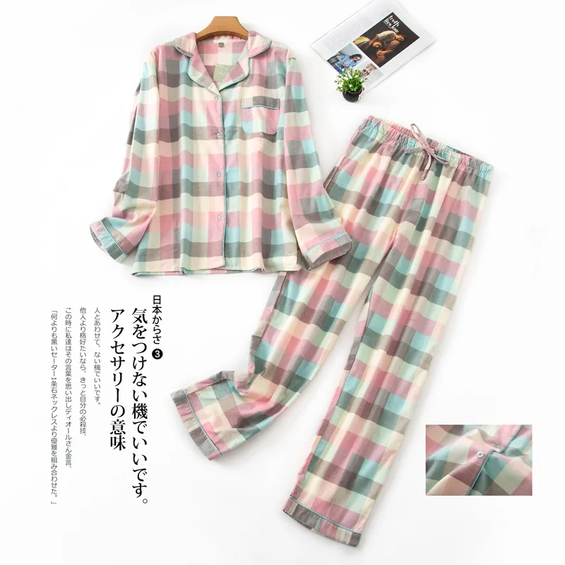 Multi cores S-3xl tamanhos pijamas de inverno feminino conjunto de flanela de algodão manga comprida calças compridas terno para roupas de dormir femininas