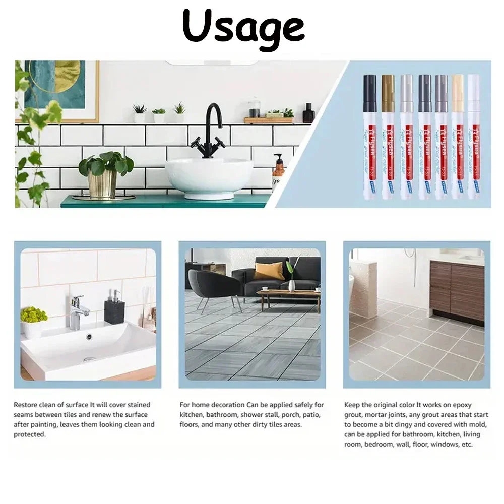 1-10Pcs 10 Colors Waterproof Tile Floor Marker Pen Wall Grout Pen for Kitchen Bathroom Ceramic Seam Paint Gap Repair Tools