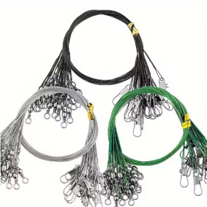 물림 방지 스틸 낚싯줄 스틸 와이어 리더 스위블 포함 낚시 액세서리 리드 코어 리쉬 낚싯줄 15cm 20cm 30cm