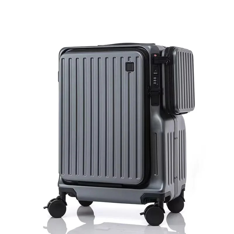 Mala de mão multifuncional com abertura frontal para laptop, mala de embarque com carregamento USB, 20 polegadas ABS + PC, bagagem de viagem