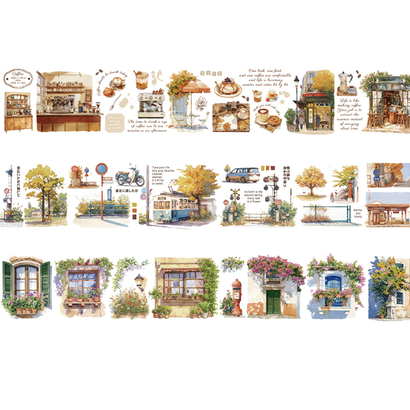 Mr. Paper 6Style 1Roll/box City Wanderer Theme PET Tape Duct Tape DIY Handbook Creative Materials Decorative Greeting Cards