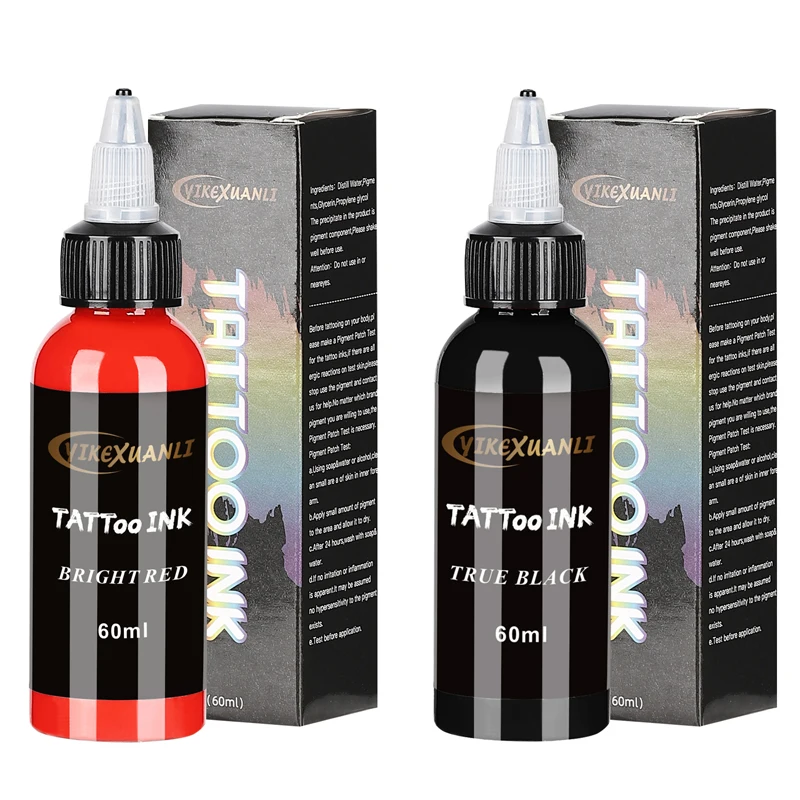 60 ml rot/schwarz Tattoo Tinte Pigment mit box Body Art Tattoo Kits Professionelle Schönheit Farben Make-Up Tattoo liefert Semi-permanent