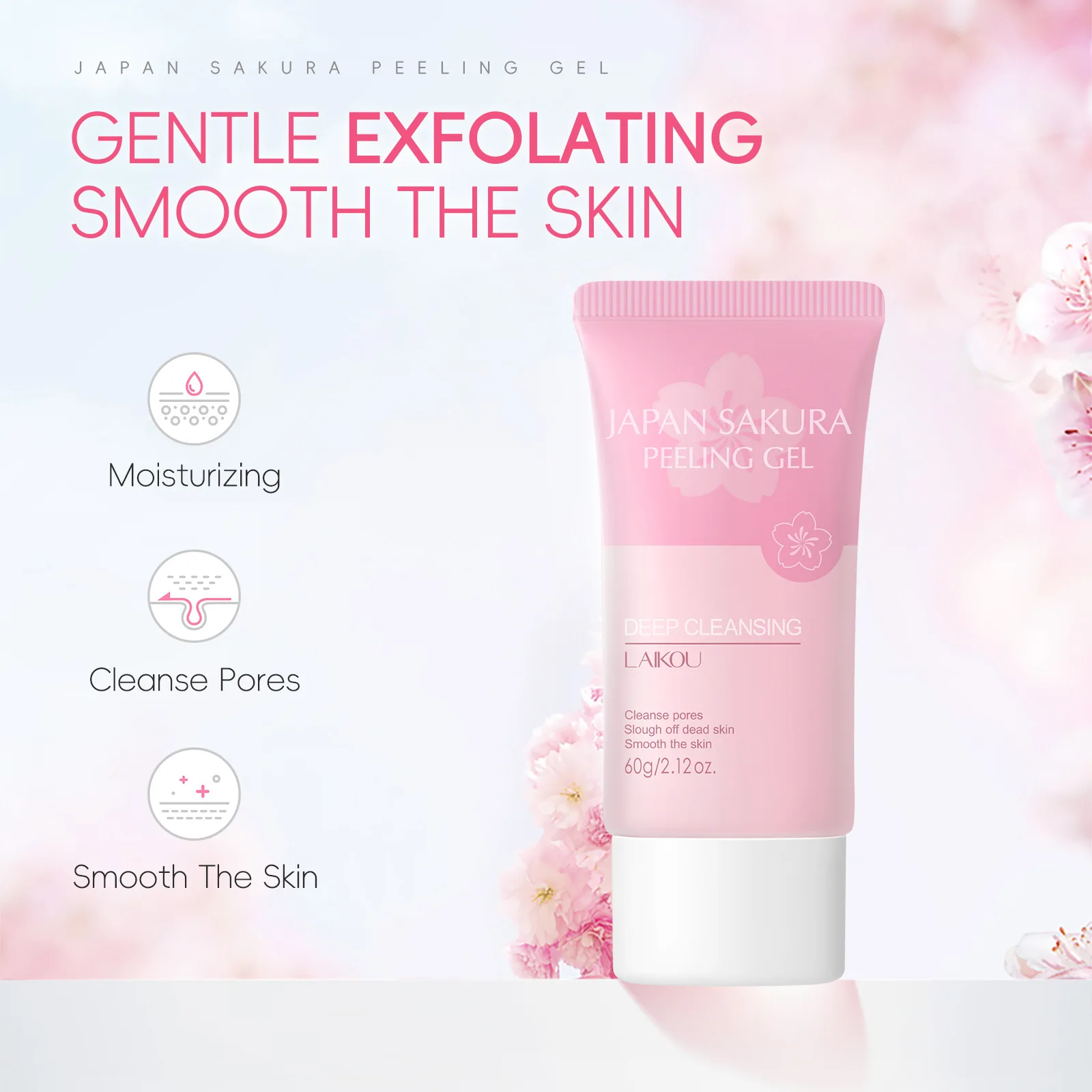 LAIKOU Exfoliating Body Face Scrub Moisturizing Brightening Hydrating Sakura Japan Remove Blackhead Skin Care Products 60g