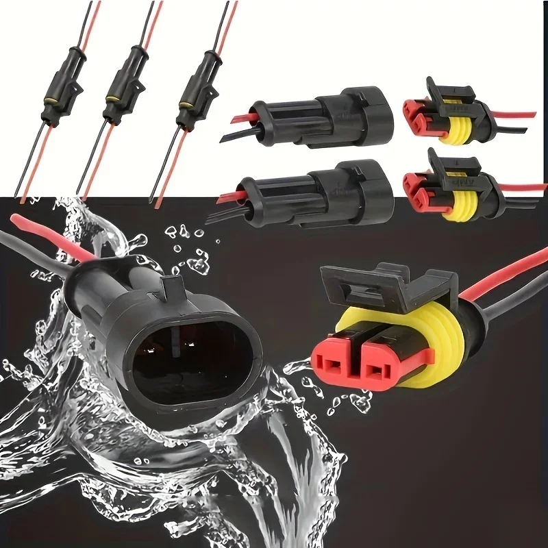 10 pçs 5 conjuntos de conectores elétricos automotivos à prova dwaterproof água masculino feminino plug 2 pinos maneira com fio para carro motocicleta scooter marinho