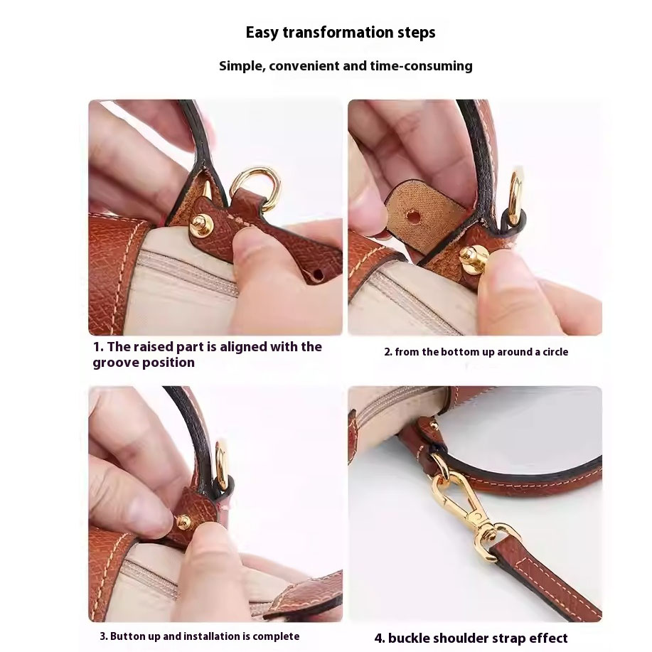 Correa de repuesto de cuero para bolso cruzado, compatible con Longchamp Mini, correa de hombro de Color tierra sin modificación de perforación