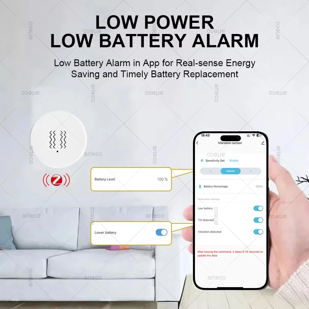 Tuya Zigbee-Sensor de vibración inteligente, detección de Sensor de inclinación de choque de movimiento, monitoreo remoto, alarma, sistema de protección de seguridad para el hogar