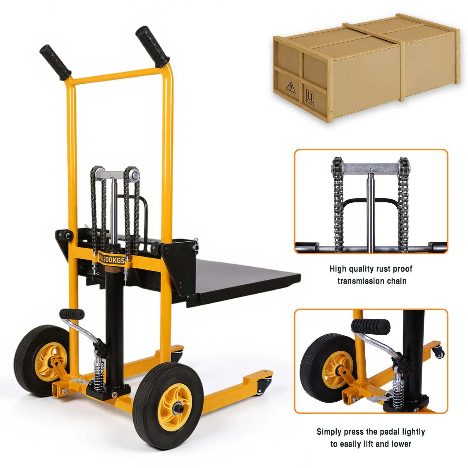 Mini Forklift Manual Hydraulic Stacker with Swivel Wheels Portable Pallet Jack Table Cart Wear Resist Pallet Truck Dolly