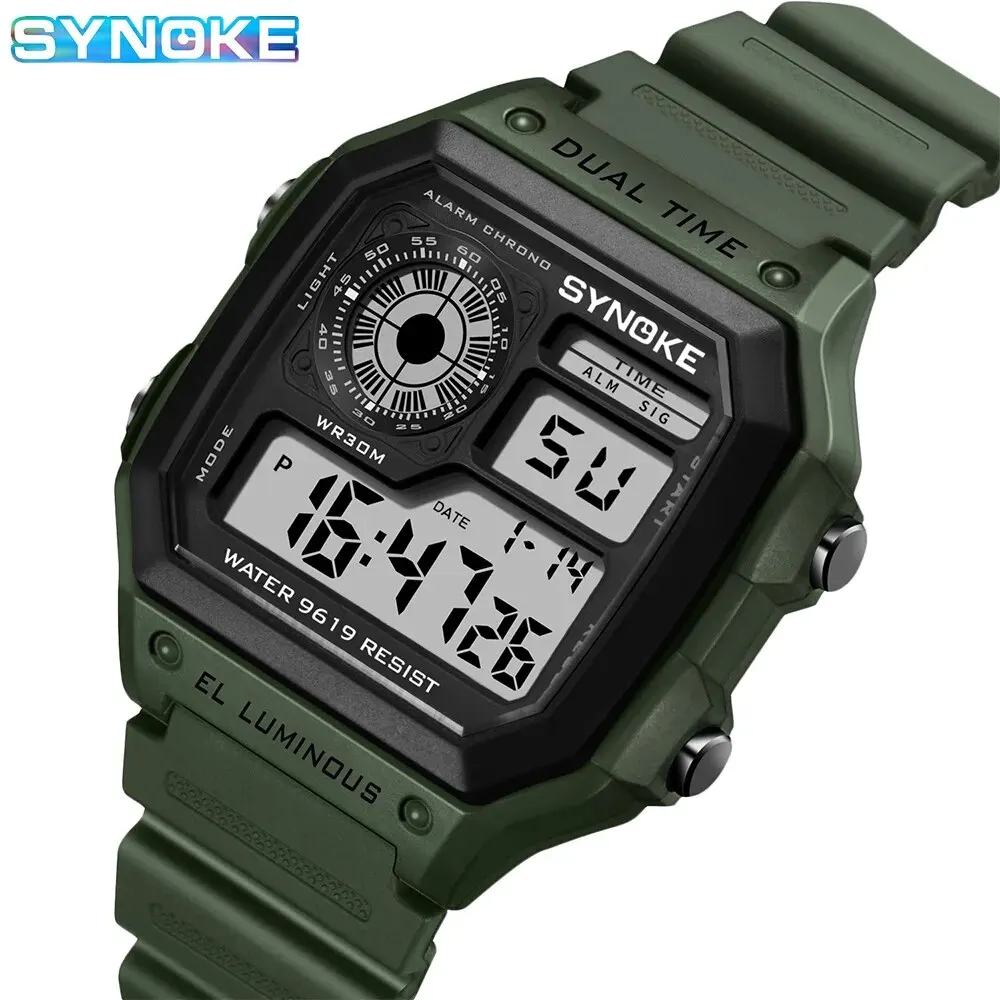 SYNOKE zegarki cyfrowe mężczyźni sport Luminous wielofunkcyjny wodoodporny zegarek Chrono Outdoor i bieganie Student Seven Light