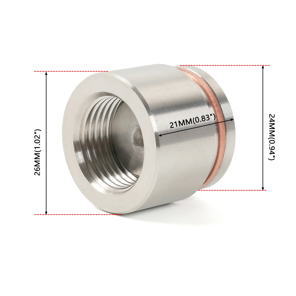 MUGE-Stainless Steel M18 x 1.5 O2 Oxygen Sensor Bung Mounting Bungs And Plugs Adapter With Notched Style Mounting Nut THB078