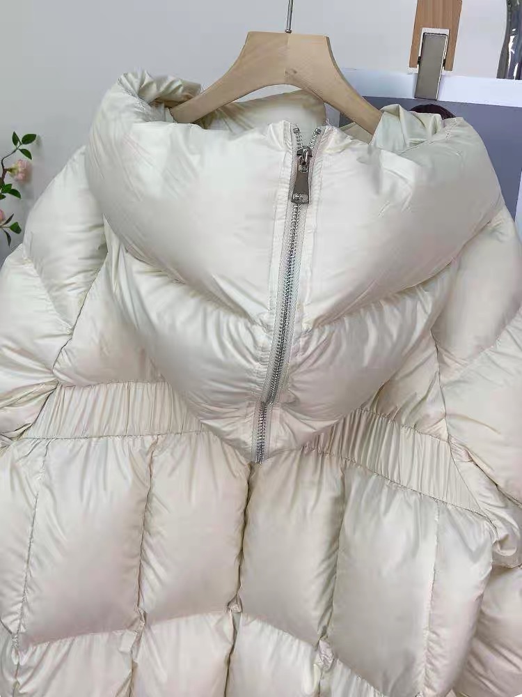 450 グラム以上のグースダウン充填コートダウンジャケット冬のファッションロングふわふわダウンコート女性厚く暖かいパーカー wy1914