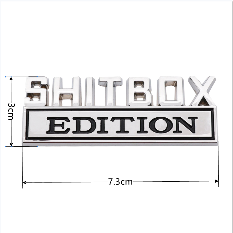 3D 亜鉛合金エンブレム SHITBOX EDITION バッジ カーテールサイドステッカーアクセサリー ジープ、ダッジ、クライスラー、トラック用。