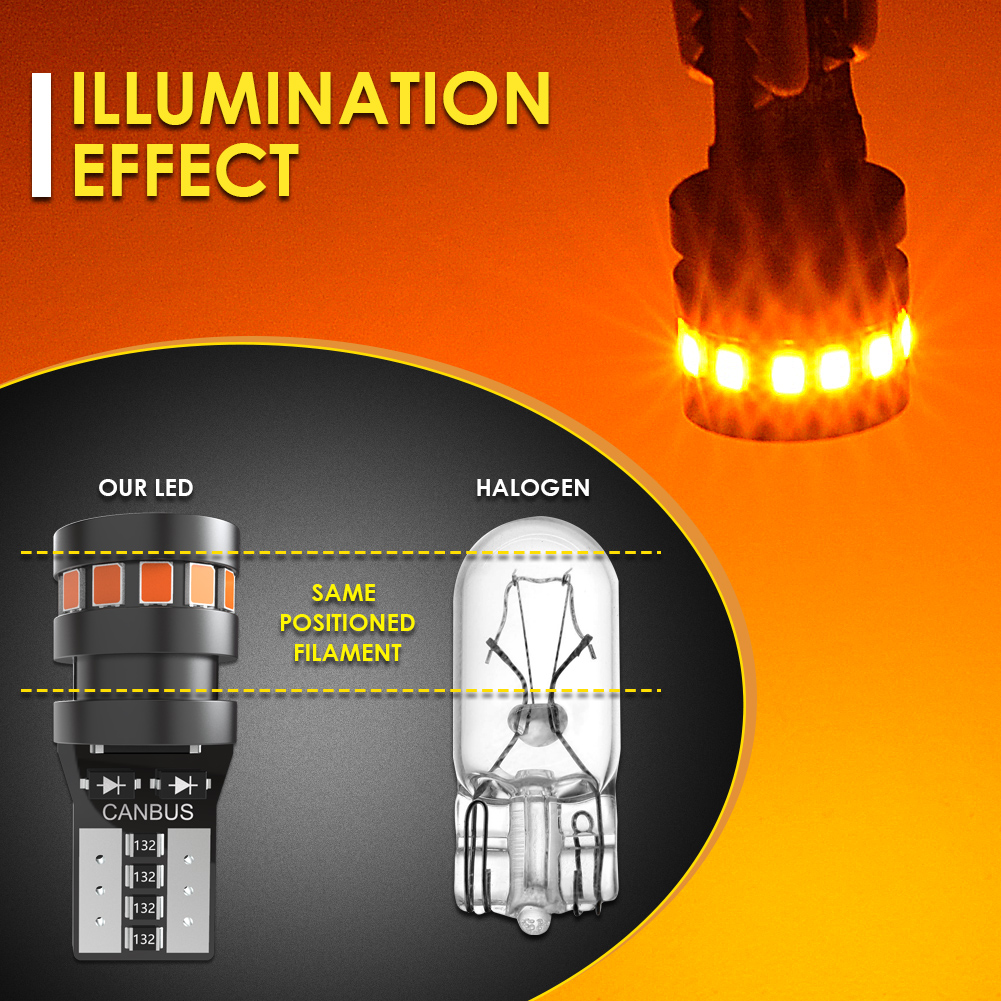 2x High Quality T10 W5W Orange Red 2015 LED Car Interior Reading Dome Light Marker Lamp 168 194 LED Auto Wedge Parking Bulbs