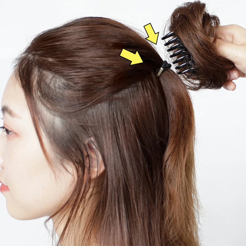 Tổng Hợp Móng Vuốt Kẹp Tóc Chignons Búi Tóc Xoăn Tóc Chịu Nhiệt Nữ Tóc Vàng Trắng Xám Búi Tóc Giả