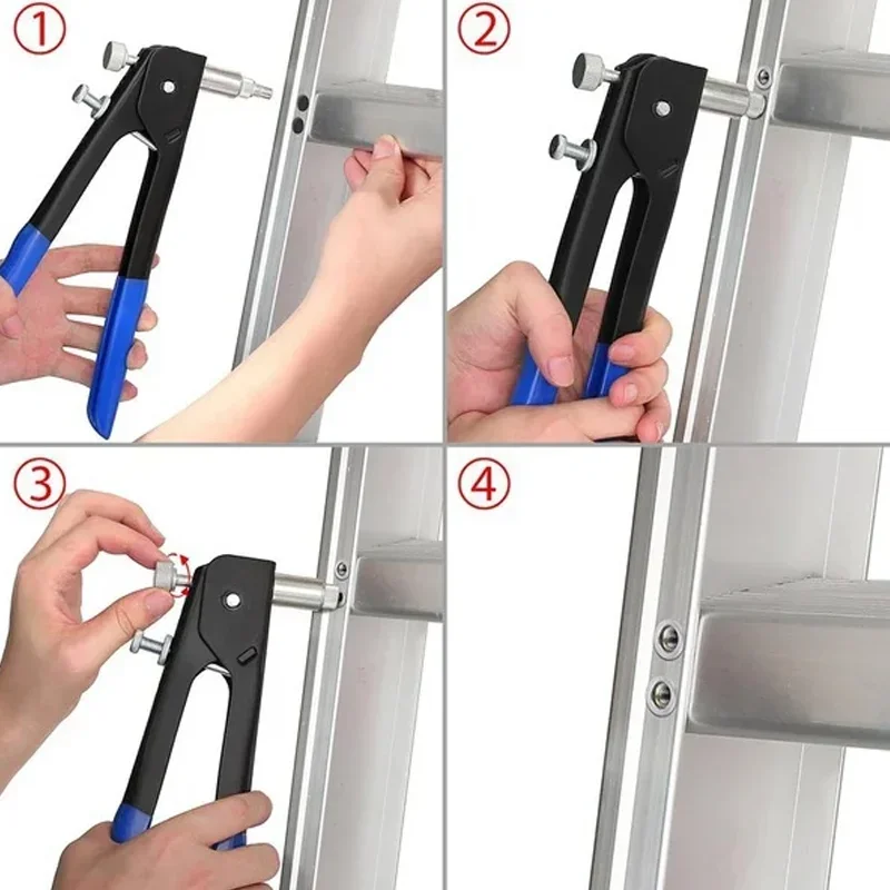 Kit de porcas de rebite de aço inoxidável, 150 peças m3 m4 m5 m6 m8 com pistola de porca de rebite e 5 peças de alicate de crimpagem de parafuso de cabeça chata, ferramentas de reparo