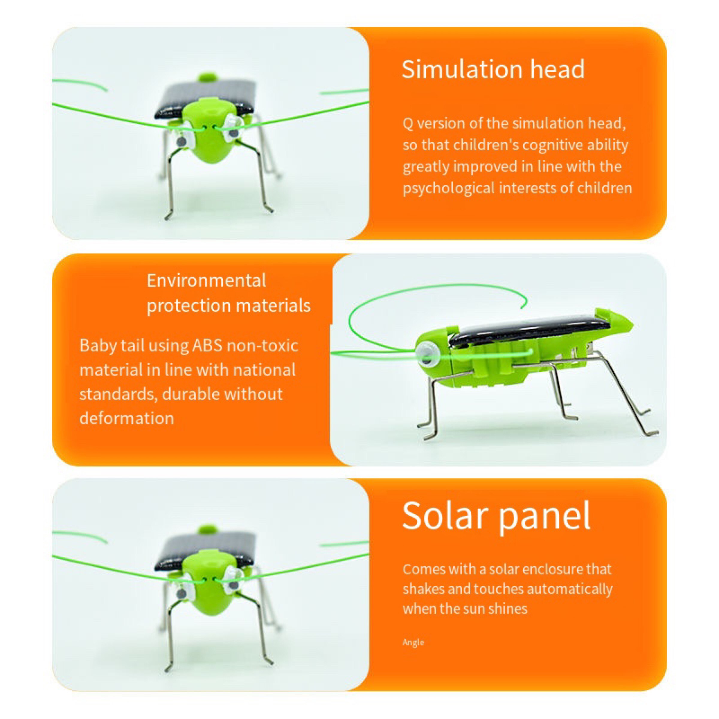 Solar Grasshopper Toy Puzzle para Crianças, Simulação Insect Gift, Educação Científica, Movimento Engraçado, Presente Selecionado, Meninos e meninas