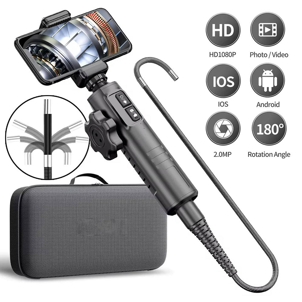 360 ° Rotatie Industriële Endoscoop Camera Met Licht Hd Articuleren Borescope Camera Auto Endoscoop Voor Ios Android