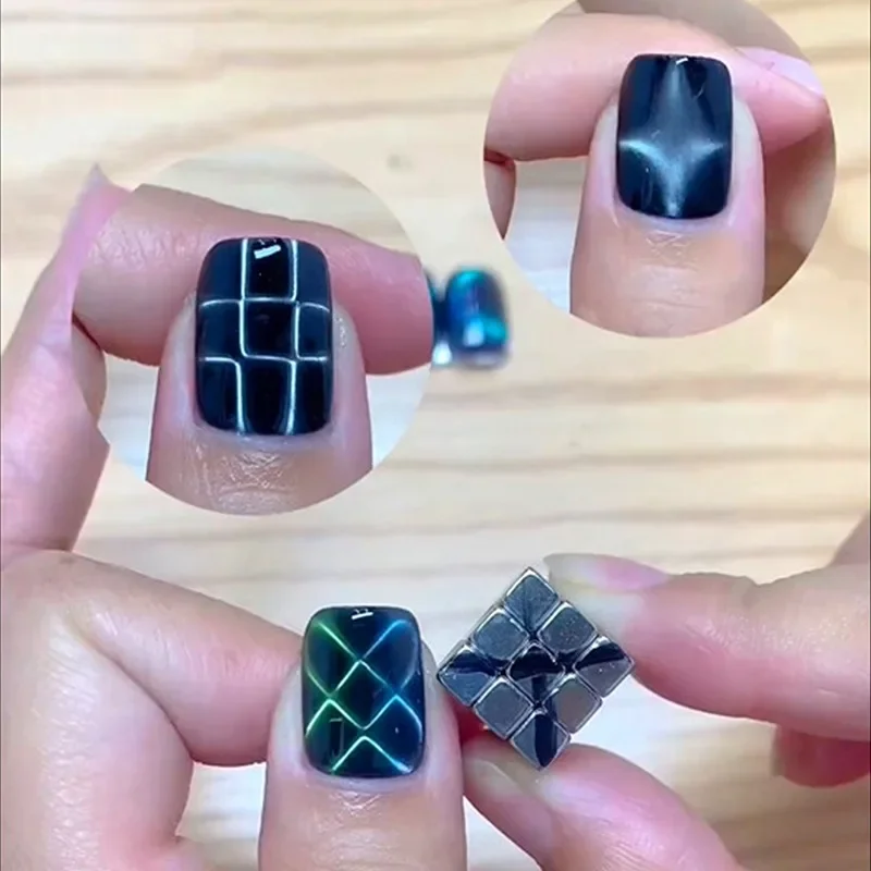 Cube magnétique œil de chat pour ongles, bâton carré magnétique puissant 9D/5D, bande de ligne de vernis Gel œil de chat, outil de conception de manucure à faire soi-même, 27 pièces