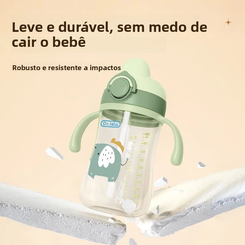 Garrafas de água portáteis para bebês, 300ml, copo de alimentação com canudo, crianças aprendem a alimentar, garrafa para crianças, copos de treinamento, sem bpa