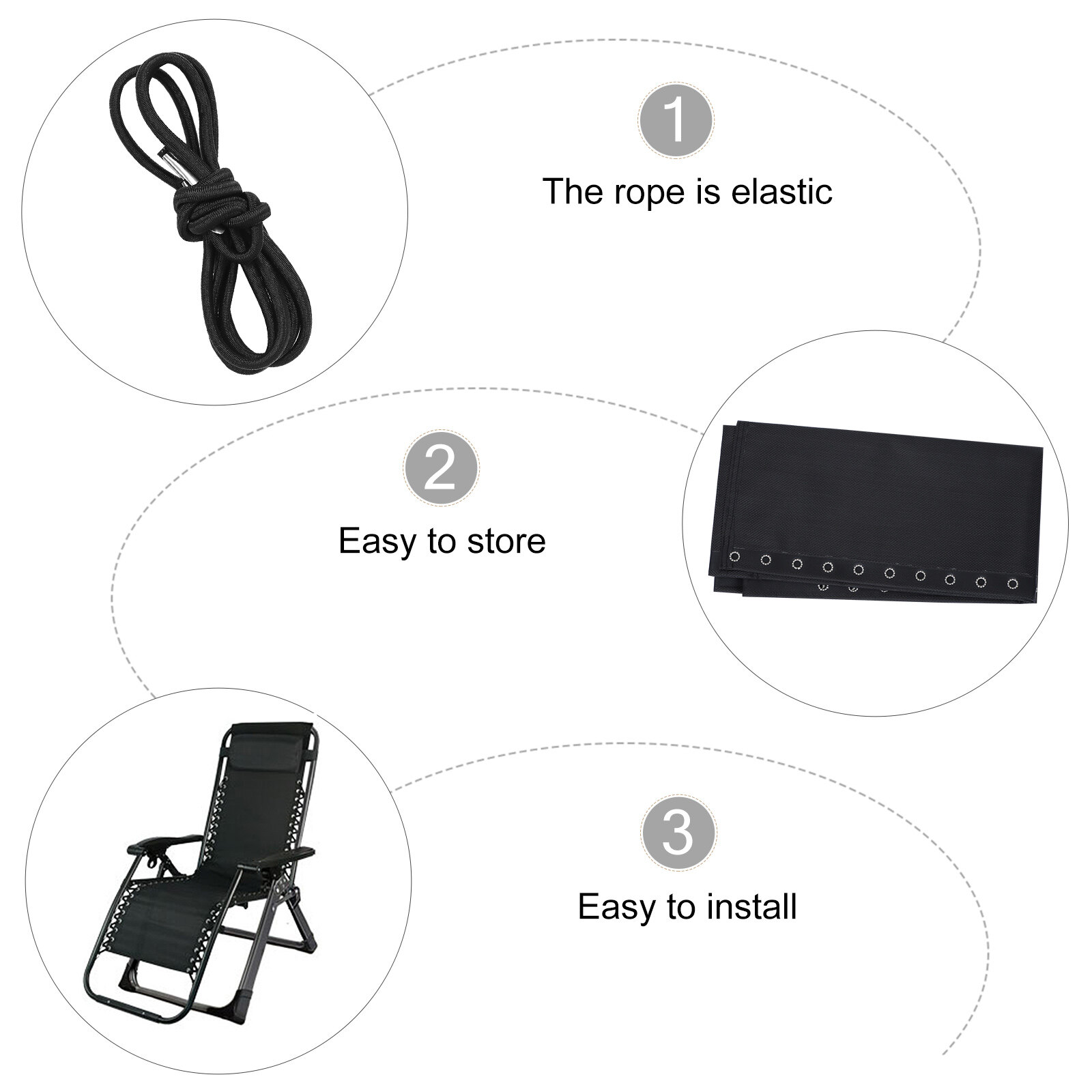 Kit de reparación de sillas reclinables para exteriores, accesorios de gravedad, cuerdas de salón, paño de cubierta