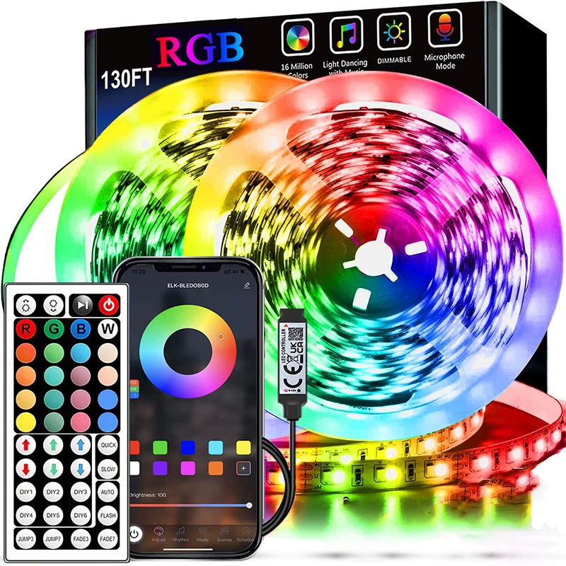 Strisce luminose a LED 44 tasti APP Sincronizzazione musicale Telecomando USB 5V 1M-40M Nastro flessibile RGB per la decorazione della stanza Diodo retroilluminazione TV