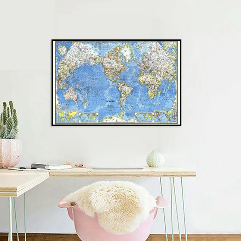 1 Máy Tính Bản Đồ 59*42Cm Quả Cầu Bản Đồ Thế Giới 1970 Miếng Dán Tường Không Dệt Giấy Dán Tường Cho Gia Đình trang Trí Phòng Ngủ Trường Giáo Dục Tiếp Liệu