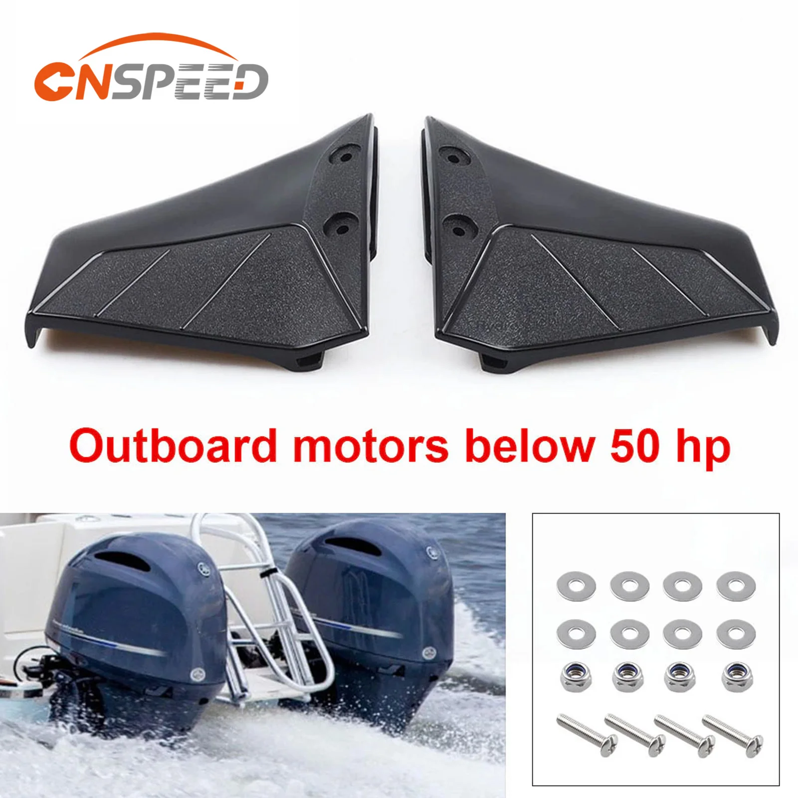 1 Paar Kleine Draagvleugelboot Motor Stabilisator Enigne Componenten Voor 4-50 Pk Buitenboordmoer Abs Zwarte Bootonderdelen