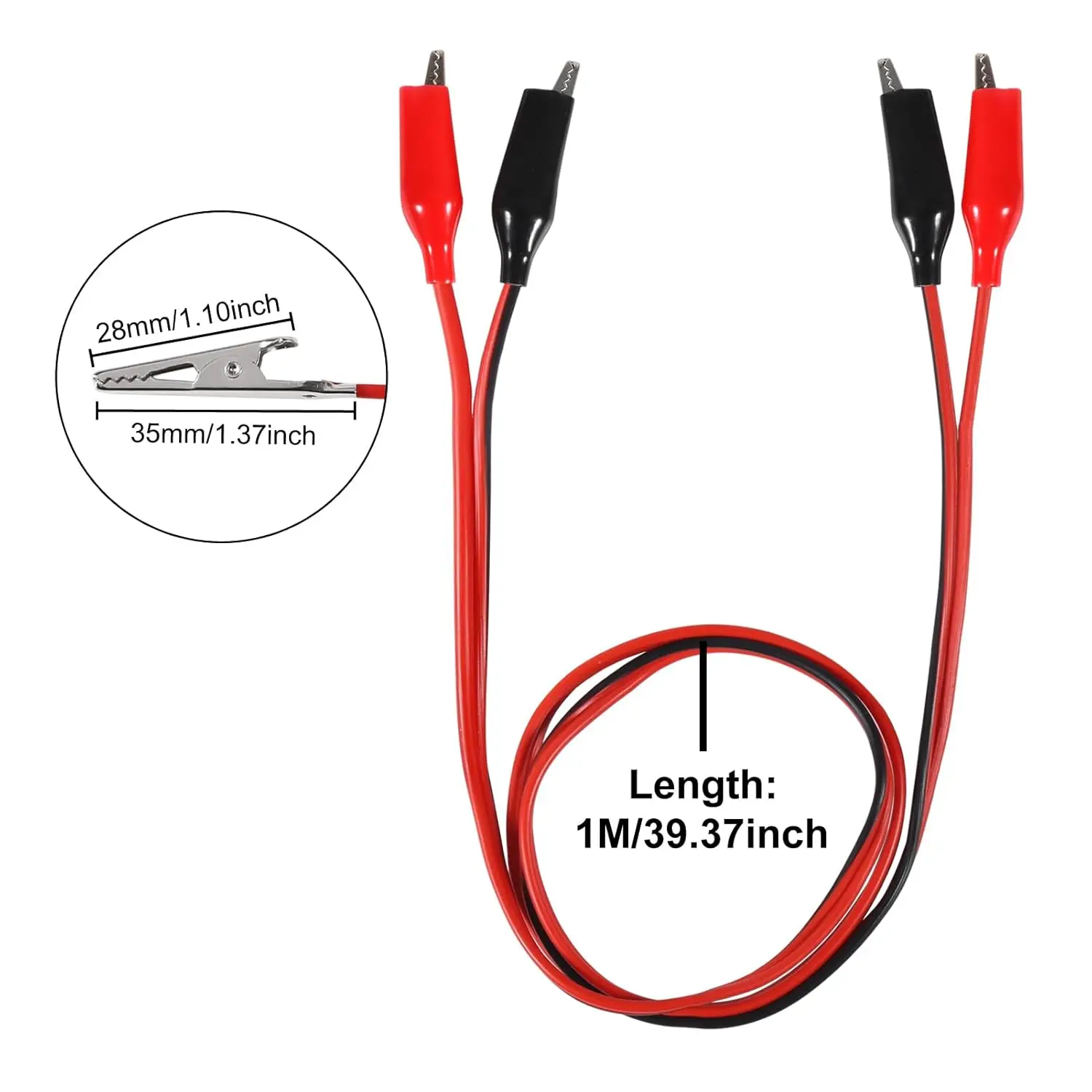 Aokin 1M cocodrilo Cilp a conector Banana Cable de prueba conector de plomo sonda de doble probador Clip de cocodrilo para multímetro herramienta de medida