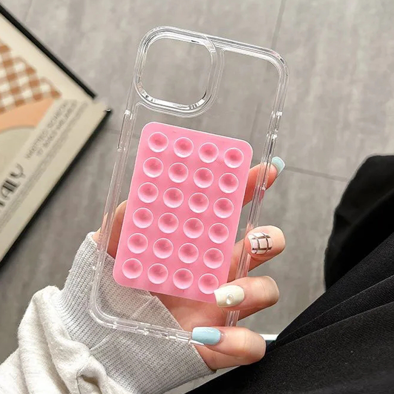 Etui z przyssawką 3D do iPhone'a 15 11 12 Pro Max XR X XS 7 8 Plus SE 2020 Etui do iPhone'a 14 13 Pro XS Max Transparent Fundas