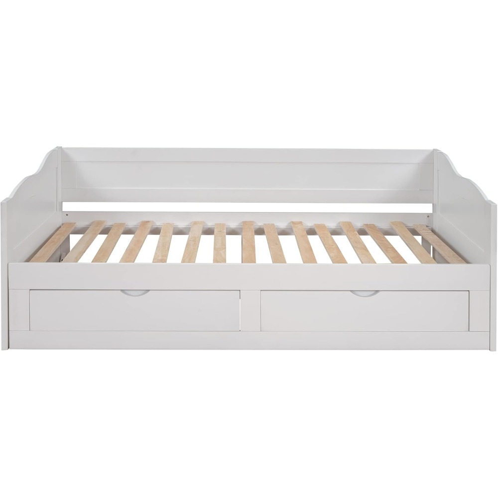 Harper & Bright Designs Twin Size Daybed with Trundle and 2 Drawers, Twin to King Extendable Daybed, Wooden Sofa Bed Frame for L