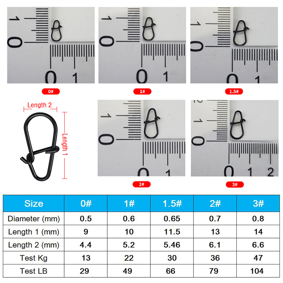 50Pcs Crankbait Snaps Stainless Steel Duo Lock Lure Snaps Quick Change Fishing Clips Fast Speed Clips Snap Hook Connector