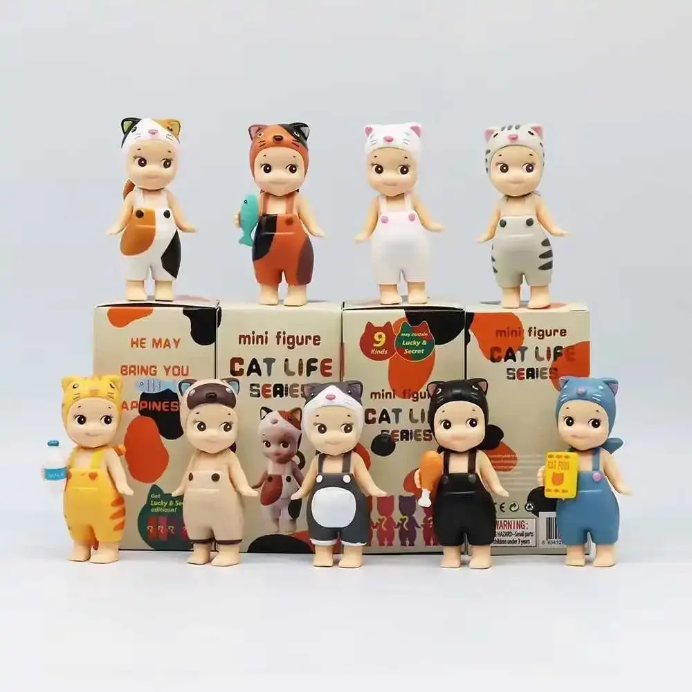 Sonnyangle Poppen Kat Leven Serie Blinde Doos Schattige Baby Dragen Kattenkleding Mini Beeldje Tafelversieringen Figuur Kinderen Verjaardagscadeau