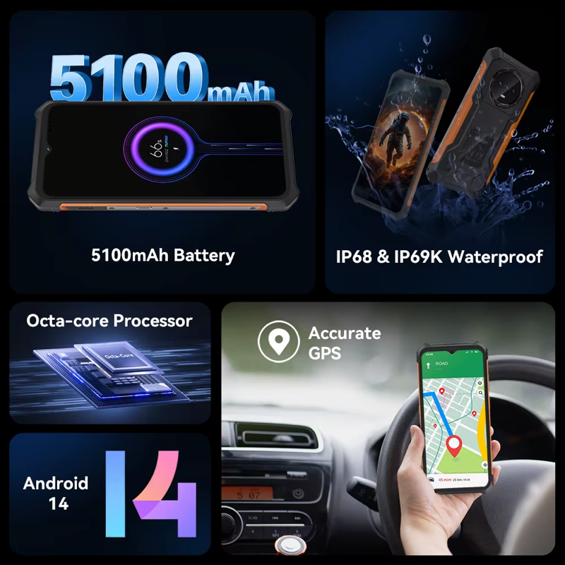 Cubot KingKong ES Ultracienki, wytrzymały smartfon z systemem Android, 16 GB RAM (6 GB + 10 GB), 128 GB ROM, ekran 6,56" 90 Hz, kamera 48 MP, telefon 4G