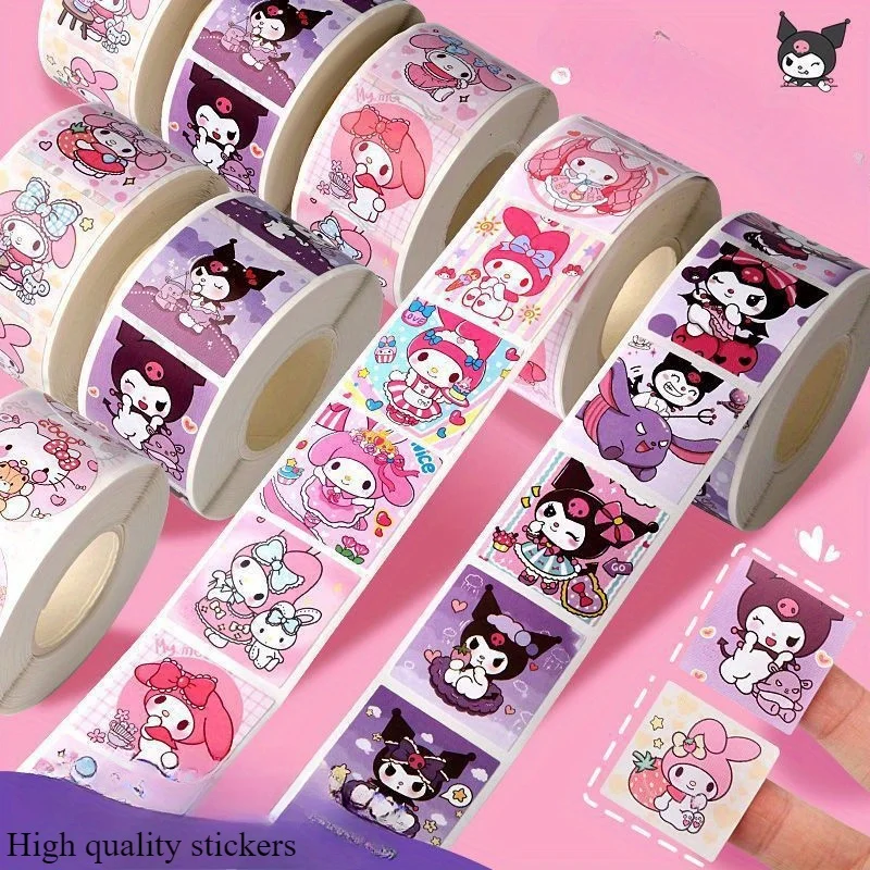 500pc Sanrio 시리즈 장식 스티커, 방, 거실, 벽 장식, 자체 접착 및 찢기 쉬운 스티커에 적합