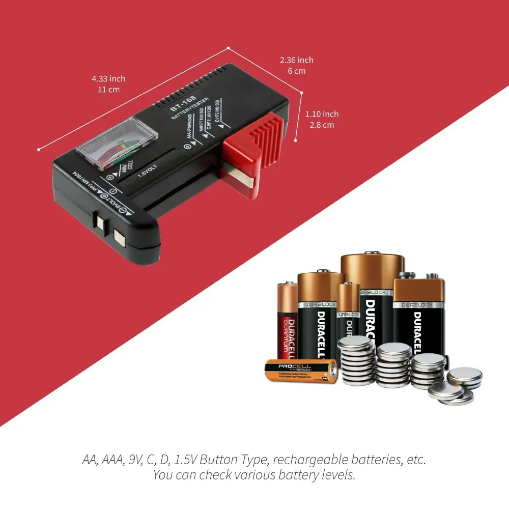 Pilas AA/AAA/C/D/9V/1,5 V, pila de botón Universal, medidor codificado por Color, indicador de voltios, comprobador de energía