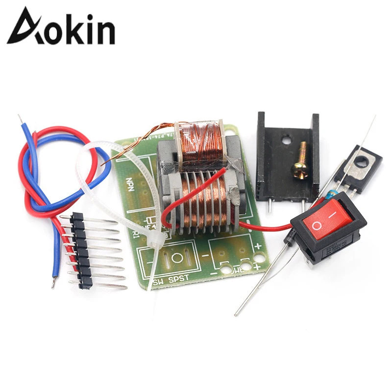 15KV High Frequency DC High Voltage Arc Ignition Generator Inverter Boost Step Up 18650 DIY Kit U Core Transformer Suite 3.7V