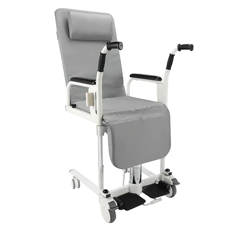 Silla de transferencia para pacientes y ancianos, silla de transporte con ruedas, rodillo de desactivación, altura ajustable