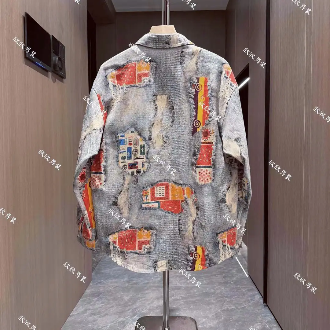 Retro bemaltes Druckset für Männer Modische und vielseitige schöne Jacke Freizeit hose beliebtes zweiteiliges Set