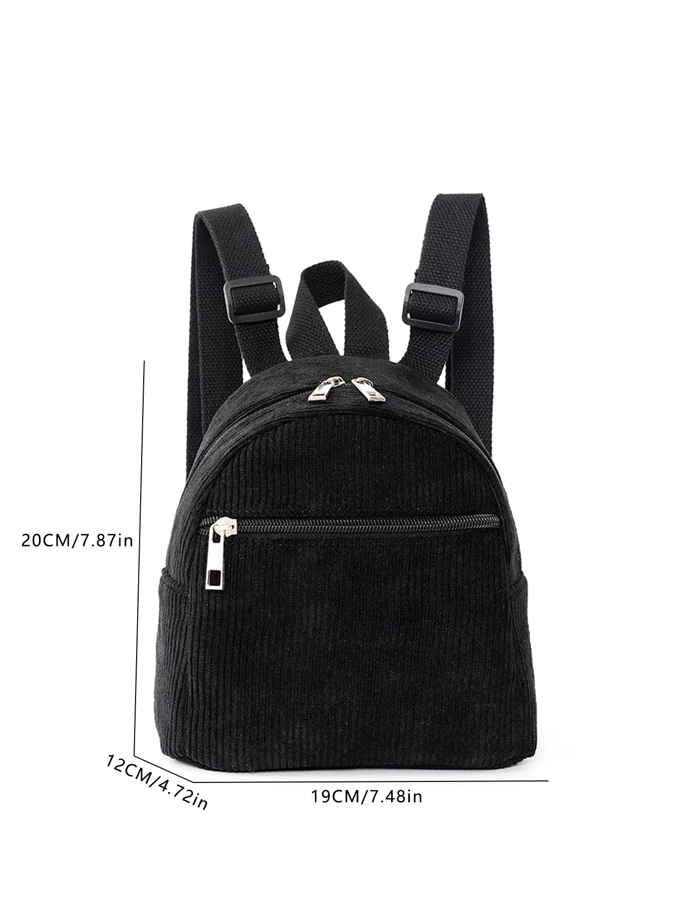 Black Mini Fashion Corduroy Women'S Backpack Small Backpack School Bag Suitable For Traveling And Shopping