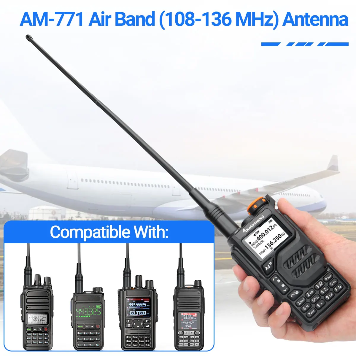 Walkie Talkie AM-771 Air Band Antenne 108-136 MHz SMA-Buchse Antenne für Quansheng UVK5 UVK6 UV5R Plus Baofeng UVK5M Amateurfunk