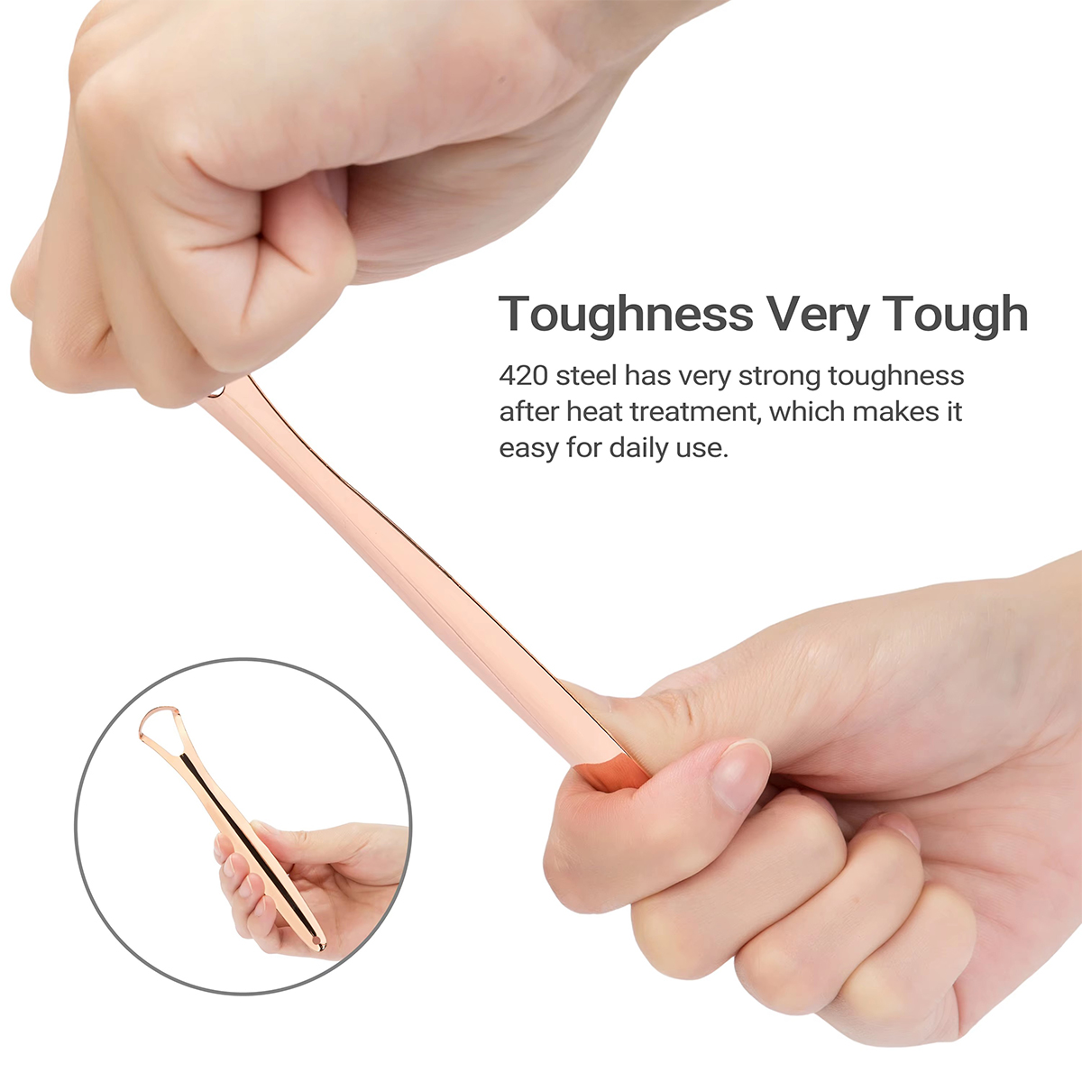 Conjunto de 3 raspadores de língua para adultos, limpador de língua de metal resistente com estojo de armazenamento, purificador de língua de aço inoxidável para hálito fresco
