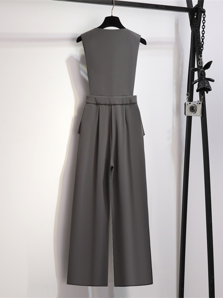 EWQ Eleganter Stil, schicker Overall für Damen, drapiert, Patchwork, gerade, einfarbig, hohe Taille, Overalls, Winter, Frühling, 2024, Neu 27SN5372