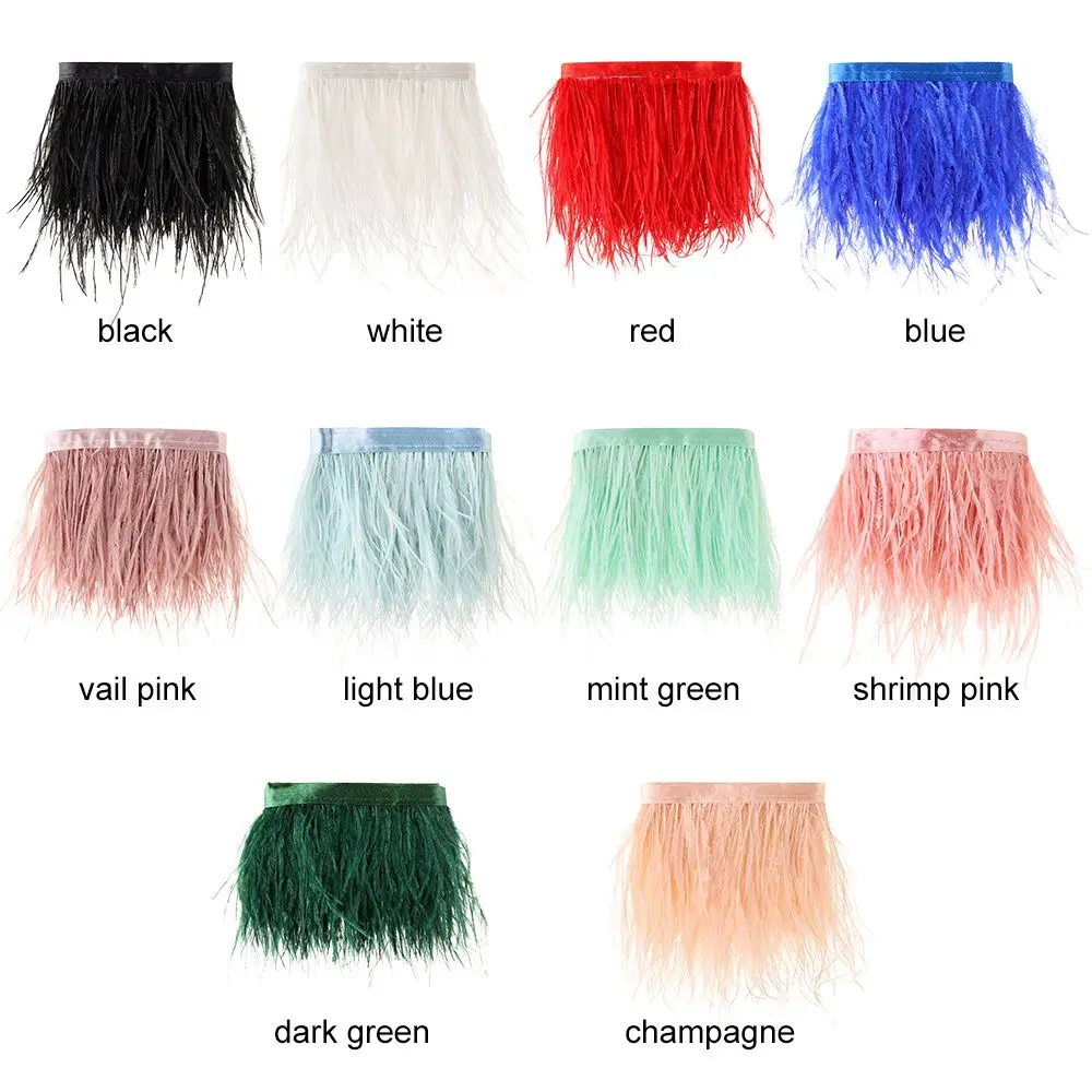 1 เมตรขนนกกระจอกเทศ Trim 8-10 ซม.ขนนกริบบิ้น Selvage สําหรับ DIY งานแต่งงานชุดตกแต่งหัตถกรรมอุปกรณ์เสริม