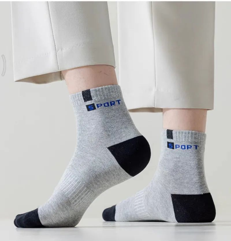5 paia di calzini in cotone per uomo Sport traspirante morbido lettera scarpe da ginnastica di moda alta elasticità tubo centrale calza asciugamano Sox estate
