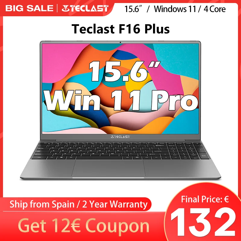 Teclast F16 Plus Laptop, 15,6 Zoll, Windows 11 Pro, 8 GB RAM 256 GB SSD, für Celeron Gemini Lake 4 Core CPU, USB, Mini-HDMI