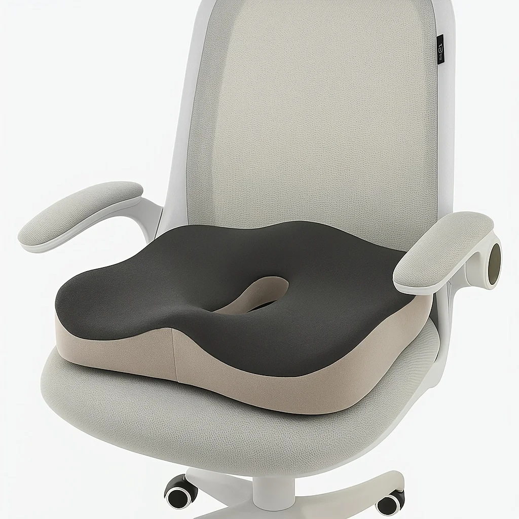 1 cojín de asiento de espuma viscoelástica - Soporte ergonómico 3D |   Verde claro y gris, poliéster lavable, decoración del hogar esencial para coche/oficina